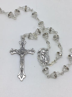 Crystal Rosary with Glass Rondelle Beads - Unique Catholic Gifts