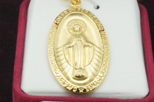Gold Miraculous Medal, 24"chain. Medalla Milagrosa Plata y Oro - Unique Catholic Gifts