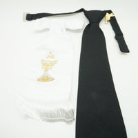 Boy's First Communion Set: White Arm Band, Pin and Black Tie - Unique Catholic Gifts