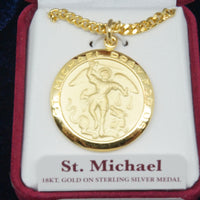 Gold Saint Michael Medal with 24" Chain - Unique Catholic Gifts