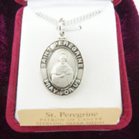 Saint Peregrine Sterling Silver Medal and Chain - Unique Catholic Gifts