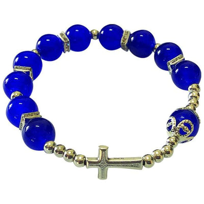 Dark Blue Cross Stretch Bracelet - Unique Catholic Gifts