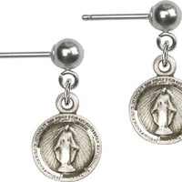 Sterling Silver Miraculous Post Earrings 3/8" - Unique Catholic Gifts