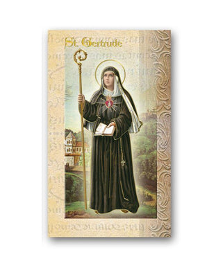 Biography Card of St. Gertrude - Unique Catholic Gifts