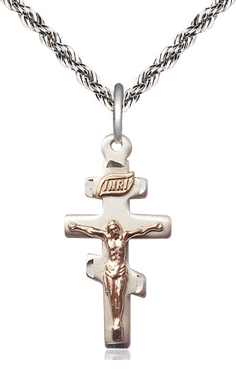 GF/SS Greek Crucifix Pendant on a Sterling Silver Chain - Unique Catholic Gifts