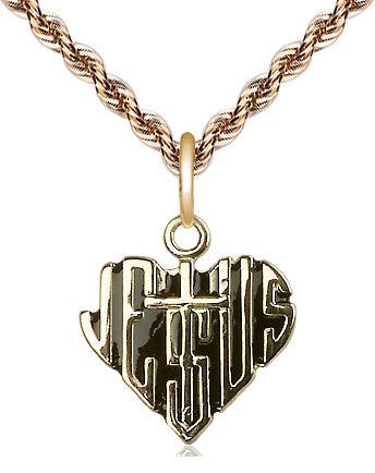 14kt Gold Filled Heart of Jesus w/Cross Pendant on a Gold Filled Chain - Unique Catholic Gifts