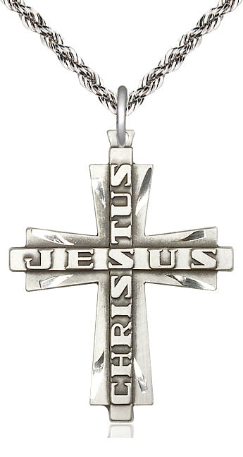 Sterling Silver Jesus Christus Cross Pendant on a Sterling Silver Chain - Unique Catholic Gifts