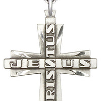 Sterling Silver Jesus Christus Cross Pendant on a Sterling Silver Chain - Unique Catholic Gifts