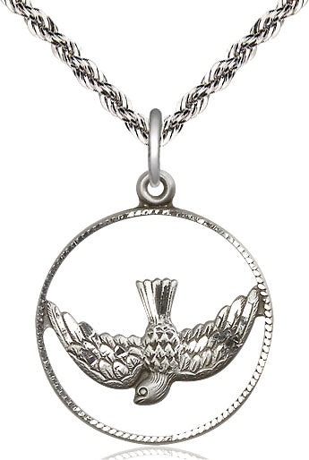 Sterling Silver Holy Spirit Pendant on Sterling Silver Chain - Unique Catholic Gifts