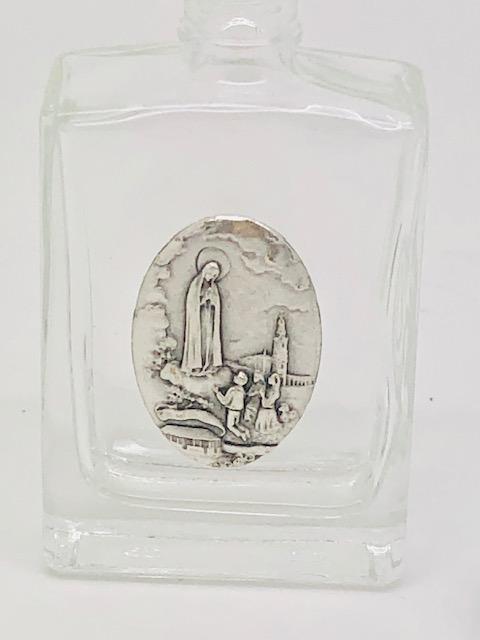 Fatima Glass Holy Water Bottle (3.35 x 1.6") - Unique Catholic Gifts