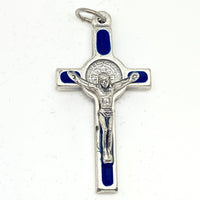 Blue Enamel St. Benedict Crucifix Medal 1 1/2" - Unique Catholic Gifts
