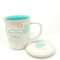 Amazing Sister Mug & Coaster Set- Floral Design - Unique Catholic Gifts