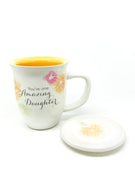 Amazing Daughter Mug & Coaster Set- Floral Design - Unique Catholic Gifts