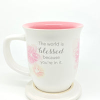 Amazing Mom Mug & Coaster Set- Floral Design - Unique Catholic Gifts
