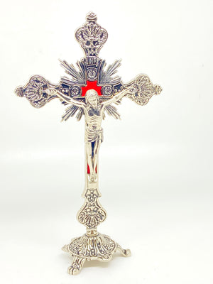 Silver Standing Crucifix  9" - Unique Catholic Gifts