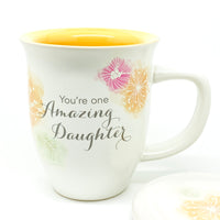 Amazing Daughter Mug & Coaster Set- Floral Design - Unique Catholic Gifts