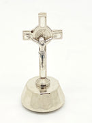 St. Benedict Auto Crucifix White and Silver 2 " - Unique Catholic Gifts