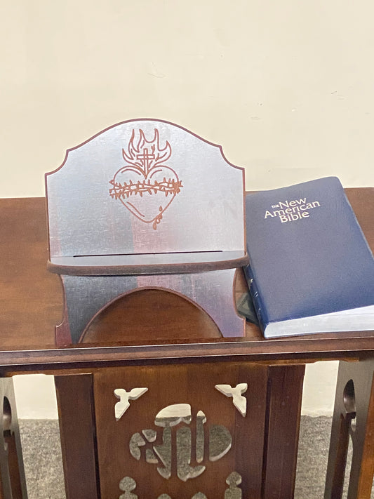 Sacred Heart Wood Bible Stand 9 x 8" - Unique Catholic Gifts