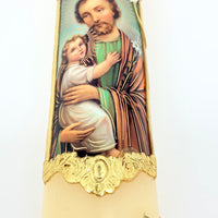 Saint Joseph  Candle Cirio Candle Beeswax 11" x 3 1/2" - Unique Catholic Gifts