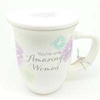 Amazing Woman Mug & Coaster Set- Floral Design - Unique Catholic Gifts