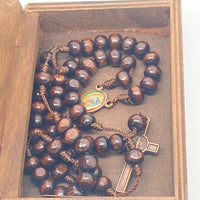 Our Lady of Perpetual Help Wood Rosary Box with Wood Rosary - Unique Catholic Gifts