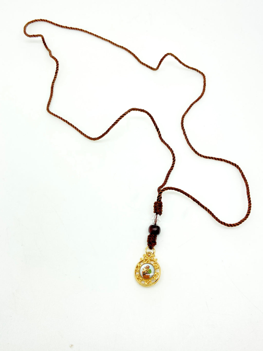 Brown Cord Saint Joseph Necklace - Unique Catholic Gifts