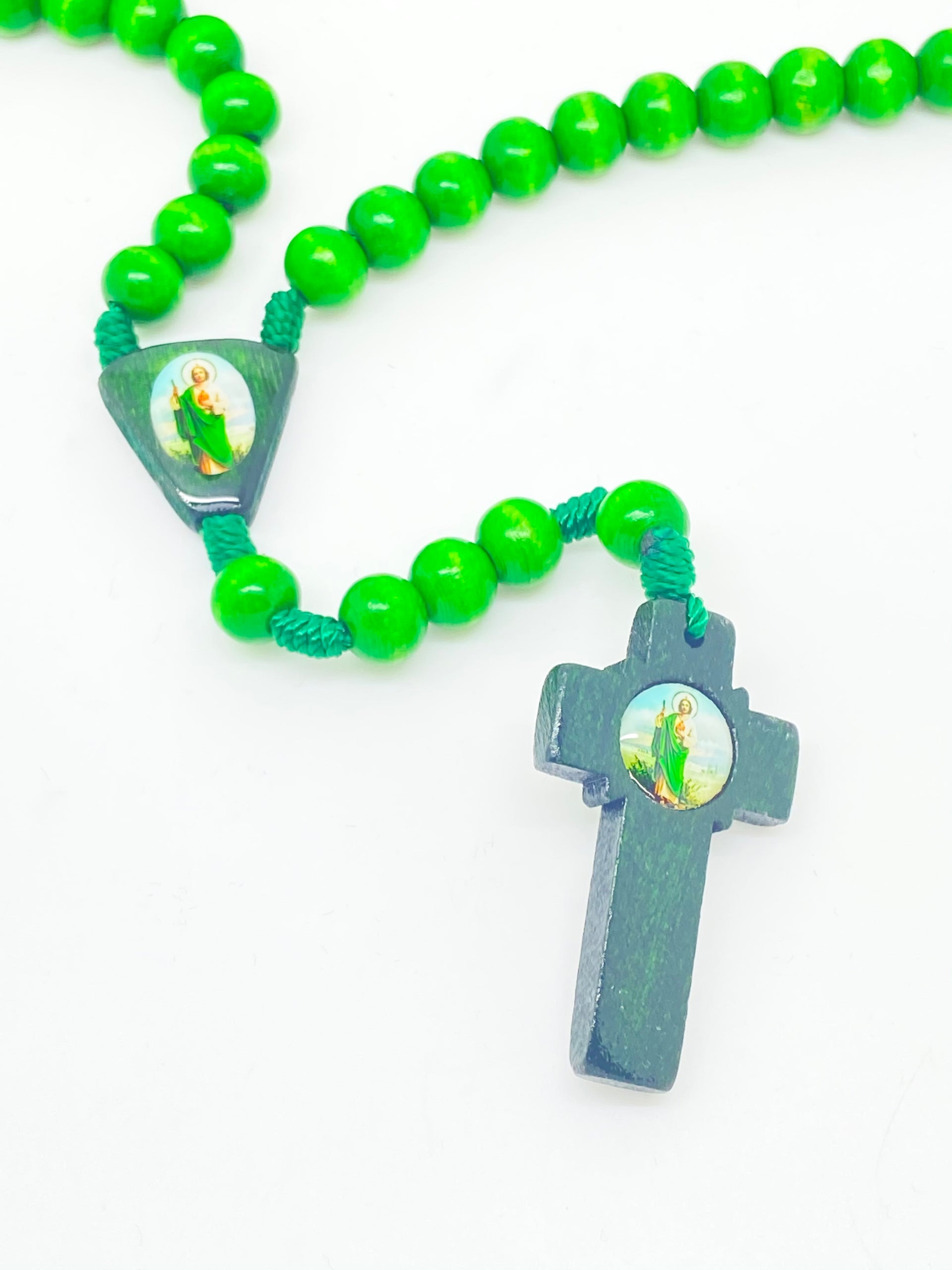 St. Jude Green Wood Rosary - Unique Catholic Gifts
