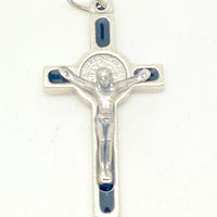 Black Enamel St. Benedict Crucifix Medal 1 1/2" - Unique Catholic Gifts