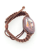 St. Michael the Archangel Brown Cord and Wood Bracelet - Unique Catholic Gifts