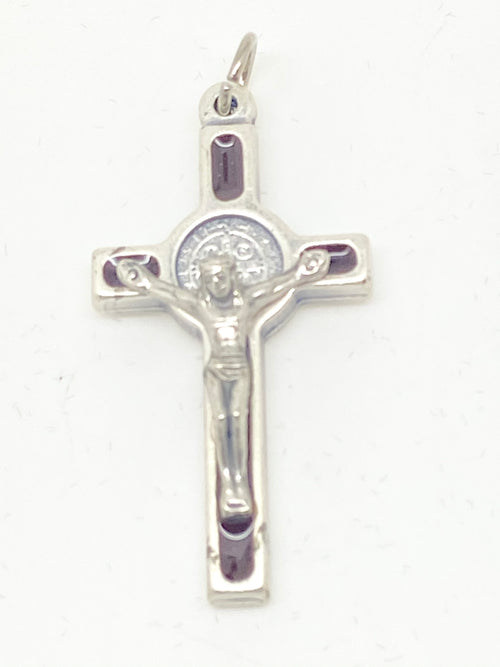 Brown Enamel St. Benedict Crucifix Medal 1 1/2" - Unique Catholic Gifts