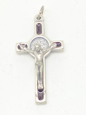 Brown Enamel St. Benedict Crucifix Medal 1 1/2