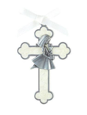 First Communion Enamel Cross (Girl) - Unique Catholic Gifts