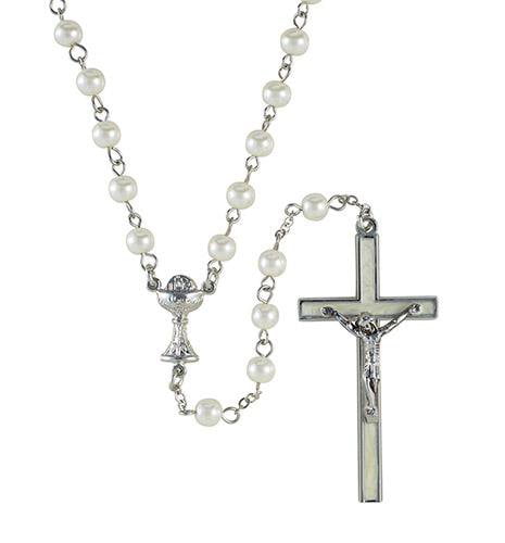 First Communion Rosary White Pearl - Unique Catholic Gifts