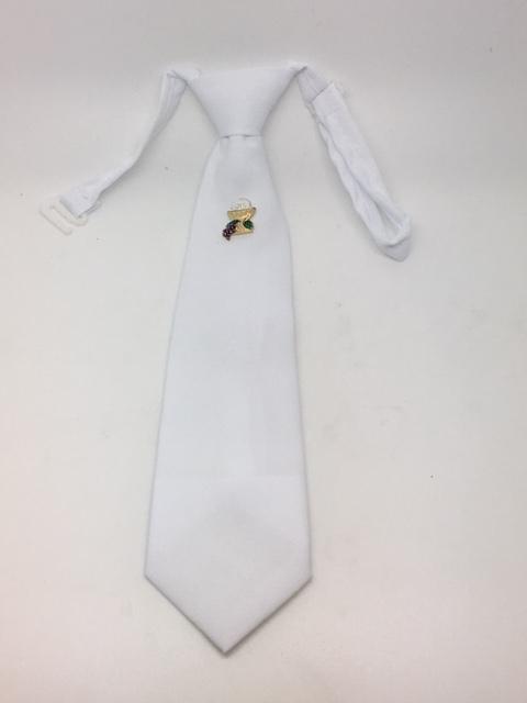 First Communion Tie with Colorful Holy Communion Pin (White) - Unique Catholic Gifts