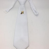 First Communion Tie with Colorful Holy Communion Pin (White) - Unique Catholic Gifts