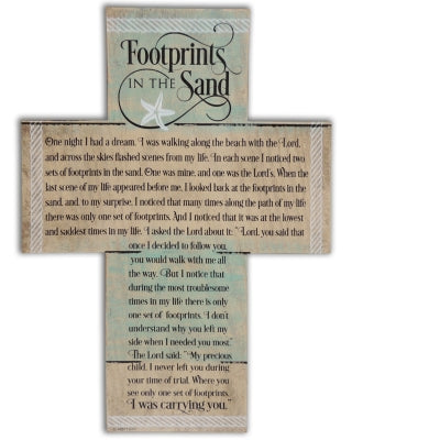 Footprints in the Sand Easel and Wall Cross 10" - Unique Catholic Gifts