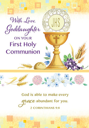 With Love Goddaughter on Your First Communion Greeting Card - Unique Catholic Gifts