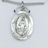 Sterling Silver Miraculous Medal (3/4"x 1/2") on 18" chain - Unique Catholic Gifts