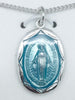 Sterling Silver with Blue Enamel Miraculous Medal (3/4") on 18" chain. (L602) - Unique Catholic Gifts