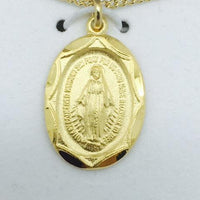 Gold over Sterling Silver Miraculous Medal (5/8") on 18" Gold plated chain. - Unique Catholic Gifts