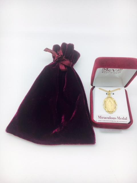 Gold over Sterling Silver Miraculous Medal (1") on 18" Gold Plated Chain - Unique Catholic Gifts