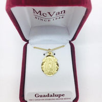 Gold over Sterling Silver Our Lady of Guadalupe Medal (3/4") on 18"gold plated chain. - Unique Catholic Gifts
