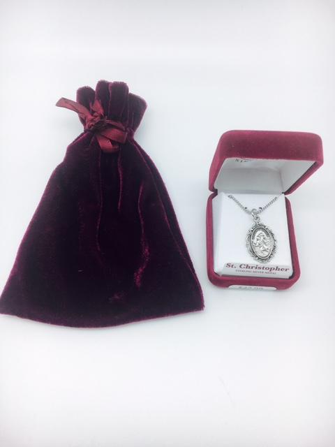 Sterling Silver St Christopher(1') on 18" chain - Unique Catholic Gifts