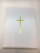 Libro de Registro de Funeral Memorial Blanco con Cruz de Oro en Español - Unique Catholic Gifts