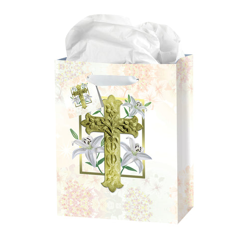Medium Easter Lily Gift Bag With Tissue - Unique Catholic Gifts