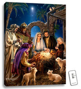 The Nativity Illuminated Canvas Print (18" x 24") - Unique Catholic Gifts