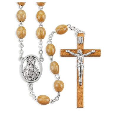 Genuine Olive Wood Oval Bead Rosary  (6MM) - Unique Catholic Gifts