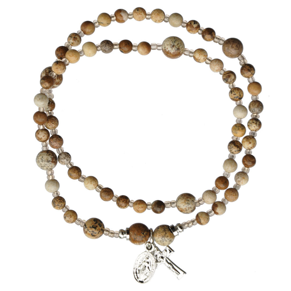 Genuine Jasper Twist Rosary Bracelet (4mm) - Unique Catholic Gifts