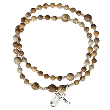 Genuine Jasper Twist Rosary Bracelet (4mm) - Unique Catholic Gifts