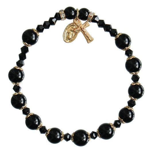 Genuine Black Onyx Rosary Bracelet (8 mm) - Unique Catholic Gifts